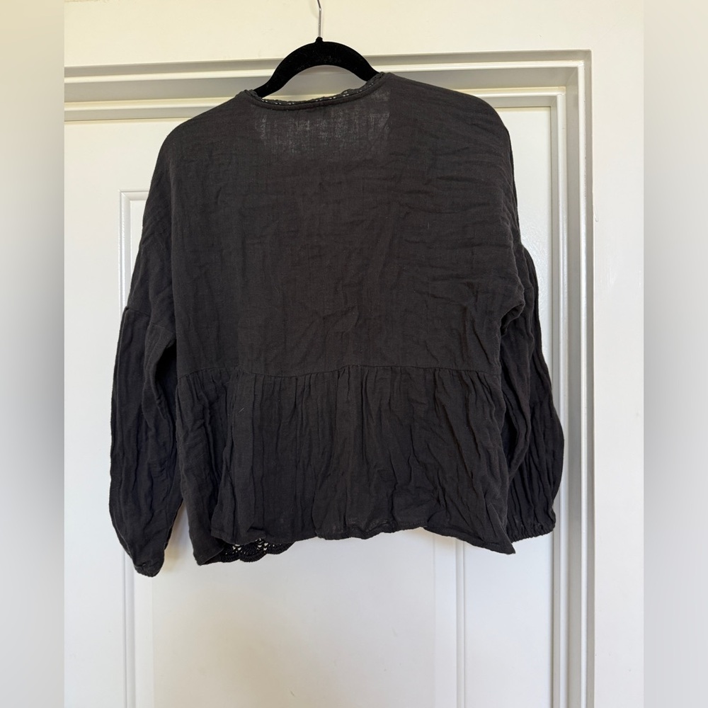 LUCKY BRAND‎ Women Top Boho Crochet Peasant Festival Cottagecore Medium - Picture 5 of 10